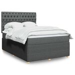 vidaXL Sommier à lattes de lit avec matelas Gris foncé 140x200cm Tissu