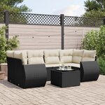 vidaXL Salon de jardin 7 Pièces avec coussins noir résine tressée
