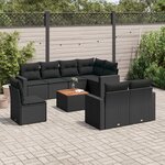 vidaXL Salon de jardin 9 Pièces avec coussins noir résine tressée