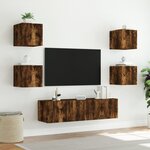 vidaXL Unités murales TV avec LED 6 Pièces chêne fumé bois d'ingénierie