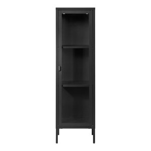 Vitrine 1 porte vitrée acier noir 40 x 35 x 140 cm