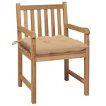 vidaXL Chaises de jardin lot de 2 et coussins beige Bois teck massif