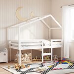 vidaXL Lit haut avec toit blanc 90x190 cm bois de pin massif