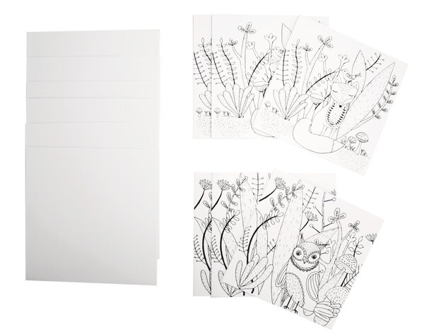 Carte à colorier avec enveloppe Hibou 13 5 cm 6 pièces