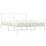 vidaXL Cadre de lit métal sans matelas et pied de lit blanc 140x190 cm