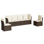 vidaXL Salon de jardin avec coussins 6 Pièces marron résine tressée