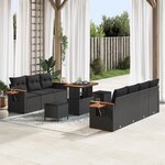 vidaXL Set de Canapé de Jardin 10 Pièces avec Coussins en Rotin Synthétique Noir