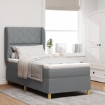 Lit à ressort vidaXL avec matelas gris clair 100x200 cm en tissu
