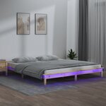vidaXL Cadre de lit à LED sans matelas 140x190 cm bois massif
