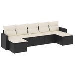 vidaXL Salon de jardin 7 Pièces avec coussins noir résine tressée
