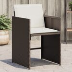 vidaXL Chaises de jardin avec coussins lot de 4 marron résine tressée
