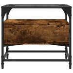 vidaXL Table basse avec dessus en verre chêne fumé 50x50x45 cm acier