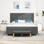 vidaXL Lit à Sommier avec Matelas & Banc Gris Foncé 180x200 cm Tissu