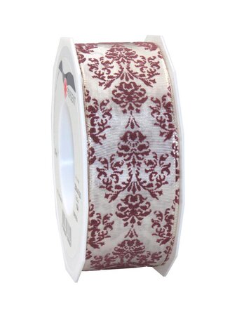 Ruban ornamenté laitonné brixen 20-m-rouleau 40 mm créme/rose