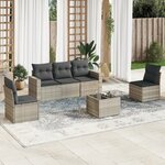 vidaXL Salon de jardin 6 Pièces avec coussins gris clair résine tressée
