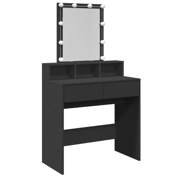 vidaXL Coiffeuse avec LED noir 80x41x144 5 cm
