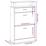vidaXL Armoire à chaussures Chêne fumé 63x24x104 cm Bois d'ingénierie