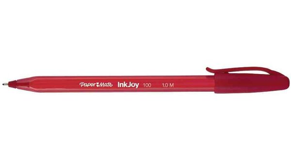 Stylo bille InkJoy 100 Triangulaire à capuchon Pte Moy. Rouge PAPER MATE