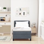 Lit à ressort avec matelas vidaXL Gris foncé 80x200 cm en velours