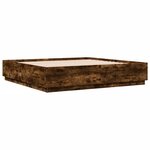 vidaXL Cadre de lit chêne fumé 200x200 cm bois d'ingénierie