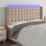 vidaXL Tête de lit à LED Cappuccino 163x16x118/128 cm Similicuir