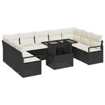 Canapé de jardin 10 pièces vidaXL avec coussins en poly rattan noir