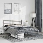 vidaXL Cadre de lit métal sans matelas avec pied de lit noir 135x190cm
