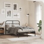 vidaXL Cadre de lit métal sans matelas avec tête de lit noir 120x200cm
