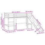 vidaXL Lit mezzanine enfants et rideaux bleu 90x200cm bois pin massif
