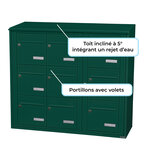 Bloc collectif Leabox  3x3  grade 3  simple face  extérieur  fixation murale  vert mousse ral 6005 finition brillante