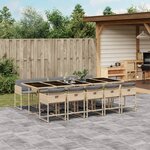 vidaXL Ensemble à manger de jardin et coussins 11 Pièces mélange beige