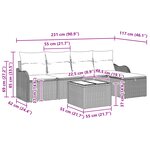 Ensemble de canapés de jardin vidaXL 6 pièces avec coussins noirs en rattan poly
