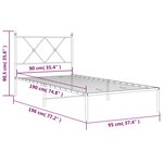 vidaXL Cadre de lit métal sans matelas avec tête de lit noir 90x190 cm