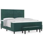 vidaXL Lit avec Sommier  Matelas & Banc Vert Foncé 180x200 cm en Velours