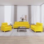 vidaXL Ensemble de canapés 3 Pièces avec coussins Jaune clair Tissu