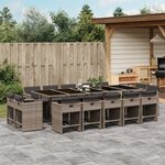 vidaXL Ensemble à manger de jardin 15 Pièces coussins gris résine tressée