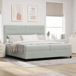 Lit à ressorts vidaXL avec matelas et lumière LED Gris clair 200x200 cm Velours
