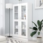 vidaXL Armoire vitrine Blanc brillant 82 5x30 5x150 cm Bois ingénierie