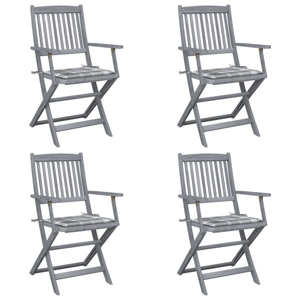 vidaXL Chaises pliables d'extérieur 4 Pièces avec coussins Bois d'acacia