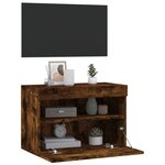 vidaXL Meuble TV mural avec lumières LED chêne fumé 60x30x40 cm