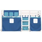 vidaXL Lit superposé avec rideaux bleu 90x200 cm bois pin massif