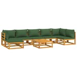 Salon de jardin meuble d'extérieur ensemble de mobilier 8 pièces avec coussins vert bois massif 02_0017771