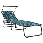 vidaXL Transat pliant avec motif feuille en tissu Oxford 600D