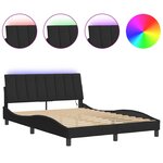vidaXL Cadre de lit avec lumières LED noir 140x190 cm velours