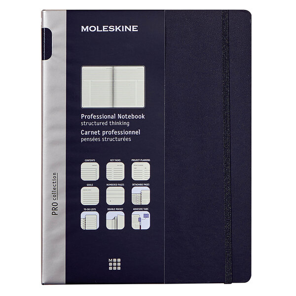 Carnet professionnel moleskine rigide noir  19 x 25 cm - ivoire ligné - 192 pages