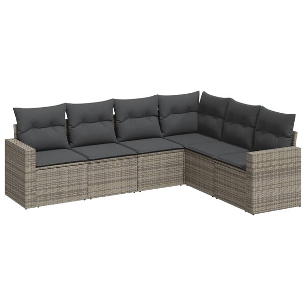 vidaXL Salon de jardin 6 Pièces avec coussins gris résine tressée