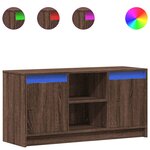 vidaXL Meuble TV avec LED chêne marron 100x34x50 cm bois d'ingénierie