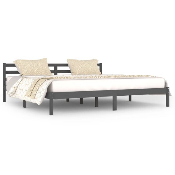 vidaXL Cadre de lit sans matelas bois massif de pin 200x200 cm gris