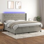 vidaXL Sommier à lattes de lit matelas et LED Gris clair 200x200 cm