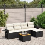 vidaXL Salon de jardin 6 Pièces avec coussins noir résine tressée